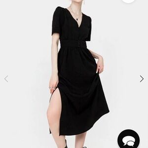 Disturbia Medea Jacquard V-Neck Midaxi Dress